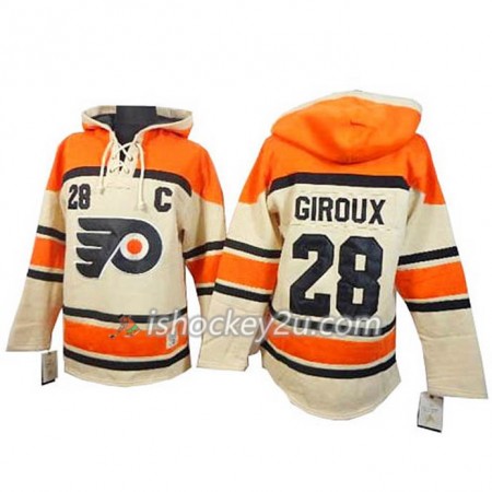 Mænd NHL Philadelphia Flyers Claude Giroux 28 Cream Sawyer Hooded Sweatshirt